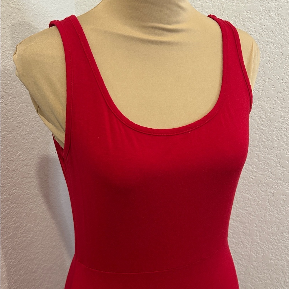 Olivia Rae Red Sleeveless Fit & Flare Dress Size Medium – Scoop Neck Stretch Dre - Picture 2 of 6